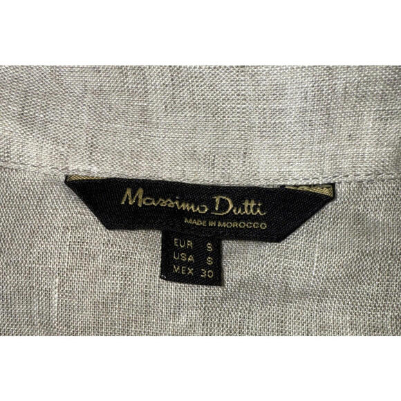 Massimo Dutti Beige Linen Oversized Minimalist Organic Natural Button Up Blouse - Picture 4 of 15